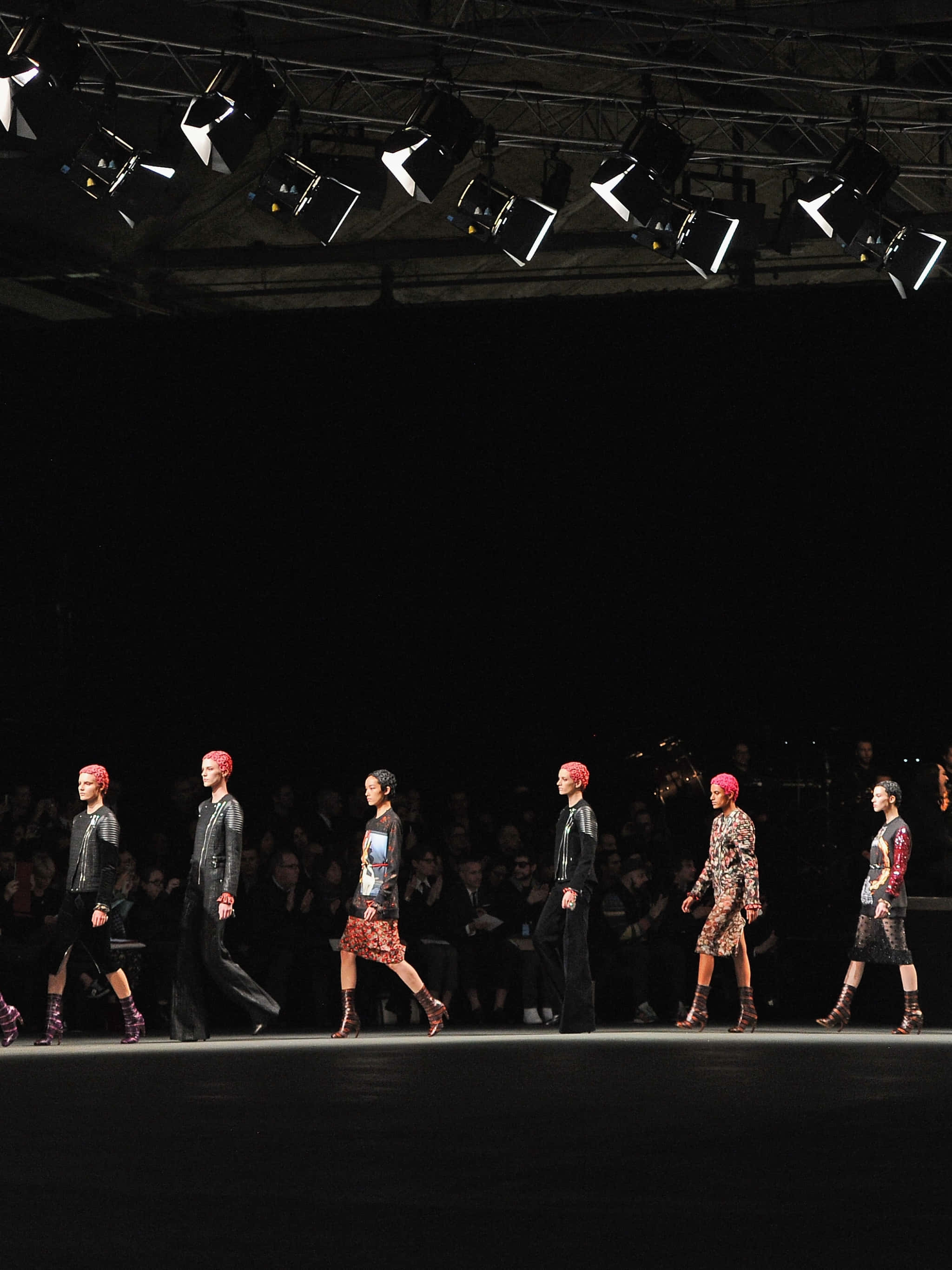 Lanvin, runway, vibrant pink hair, 2K Phone Wallpaper