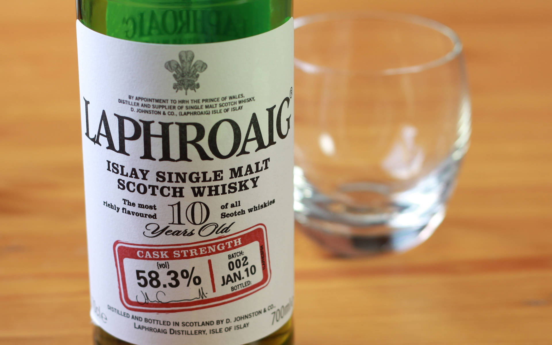 Laphroaig, 10-year-old Islay single malt Scotch whisky, glass, Full HD Desktop Wallpaper