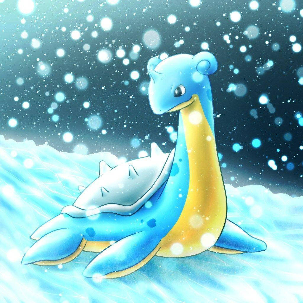 Lapras, blue and yellow, icy waters, SD Desktop Wallpaper
