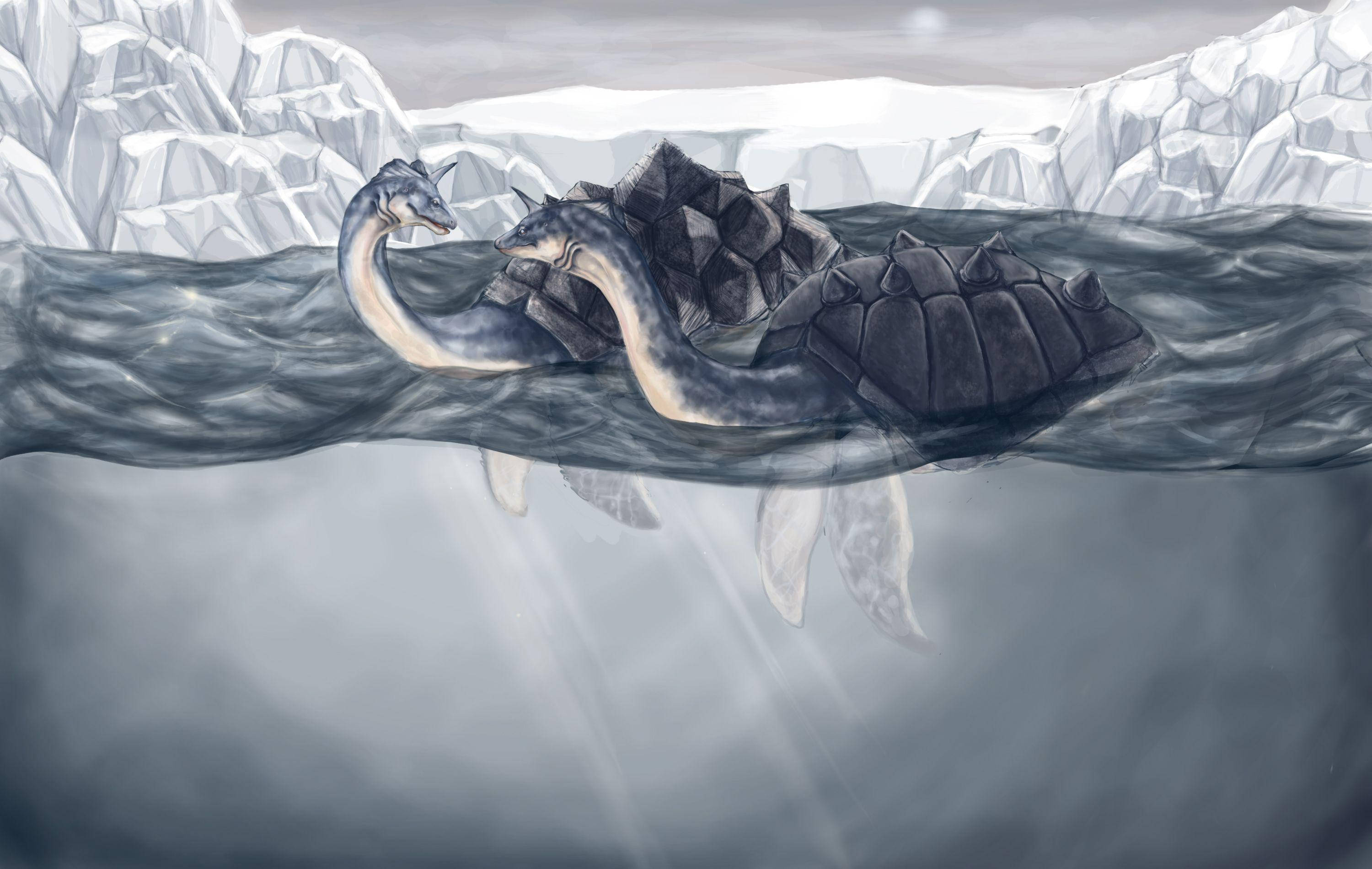 Lapras, armored shell, icy waters, 2K Desktop Wallpaper