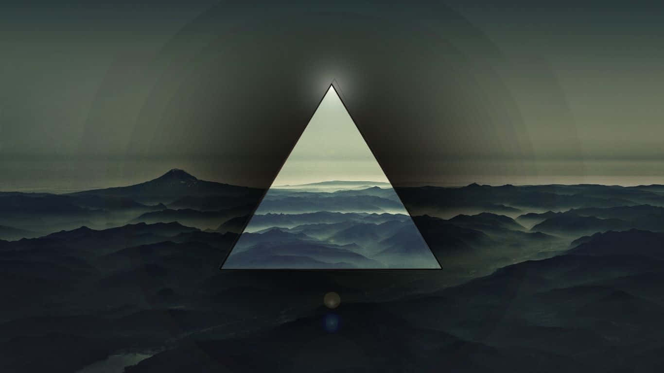 laptop 1366 x 768, glowing triangle portal, misty mountains, HD Desktop Wallpaper