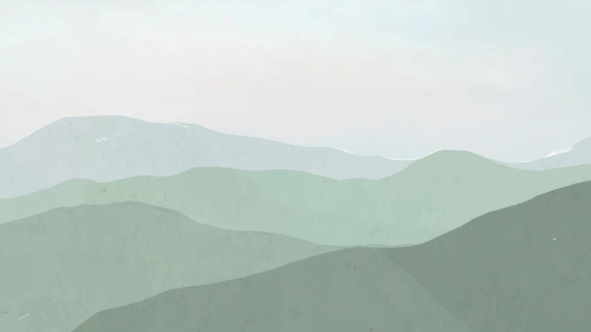 pastel green aesthetic laptop, mountain range, trees, SD Desktop Wallpaper