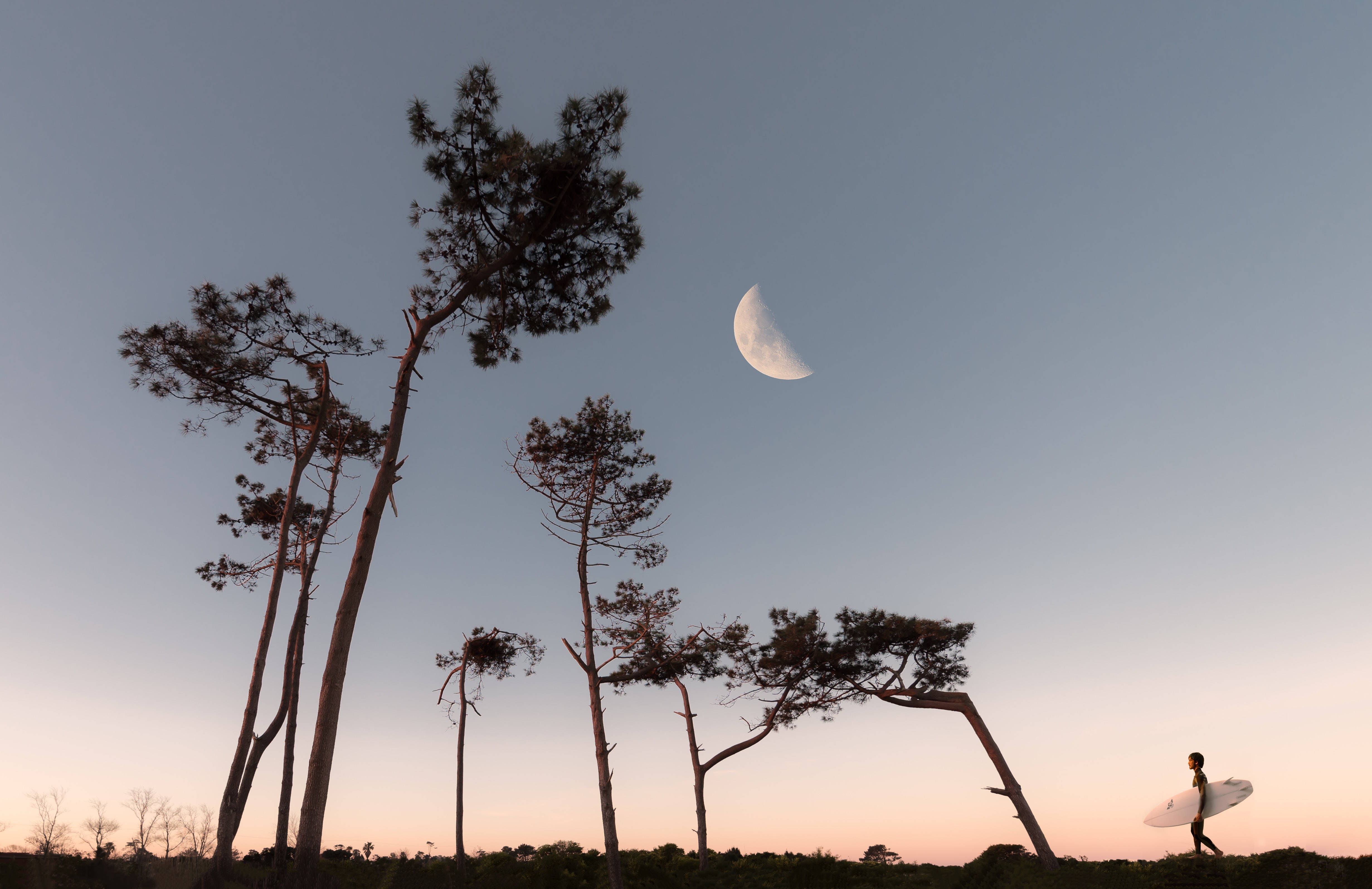 Half Moon 4K HD Laptop, crescent moon, twilight, 4K Desktop Wallpaper