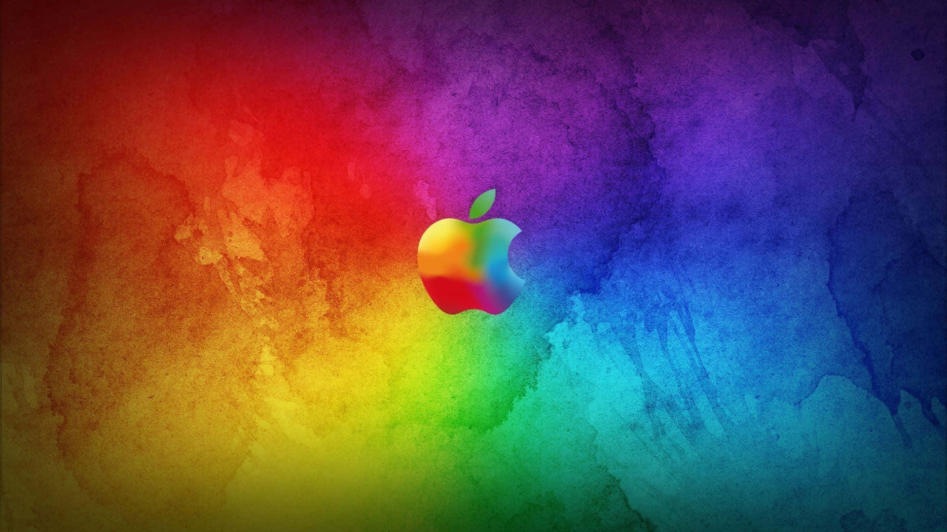 Apple logo, rainbow watercolor splash, colorful Apple logo, Full HD Desktop Wallpaper