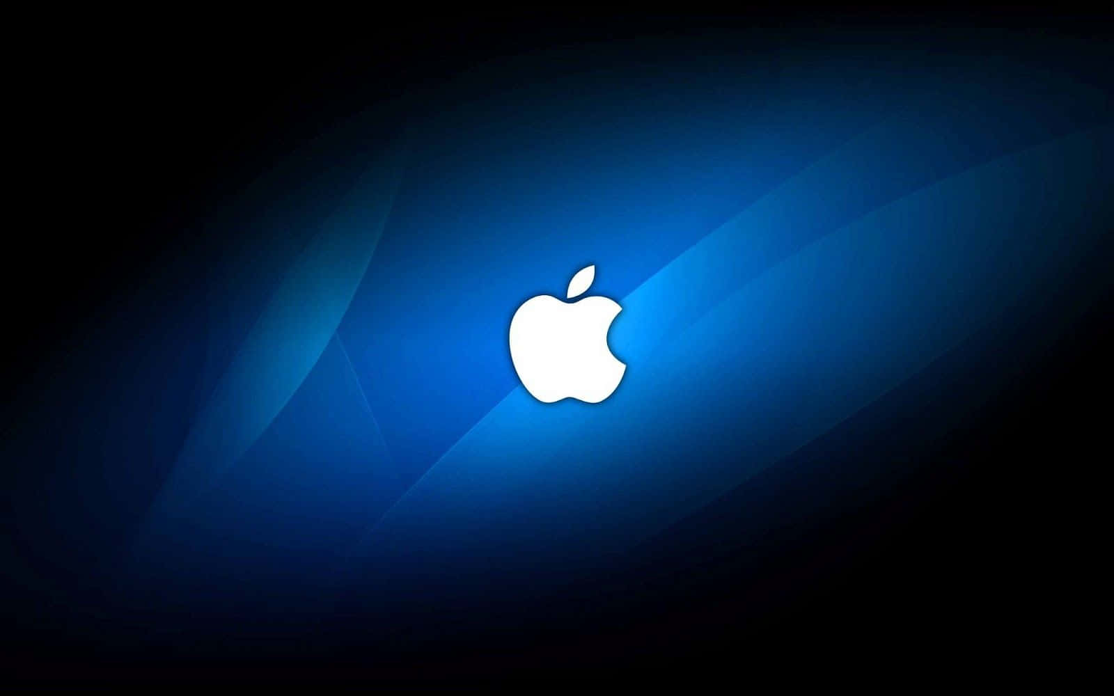 Apple Laptop, glowing white Apple logo, gradient blue background, HD Desktop Wallpaper