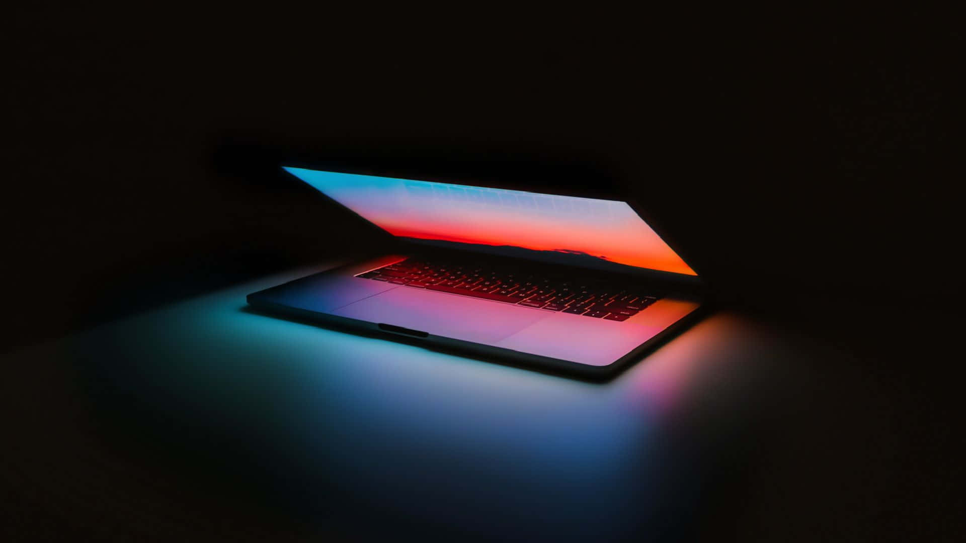 Apple, laptop, sunset, Full HD Desktop Wallpaper
