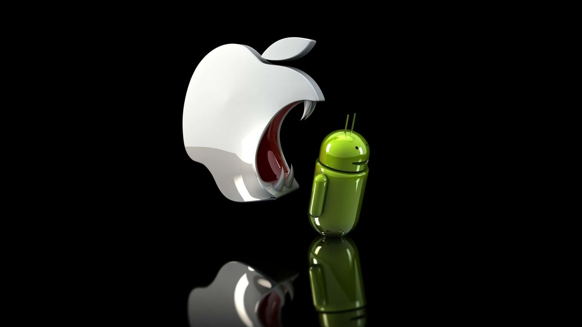 Laptop Apple, apple logo, red mouth, Full HD Desktop Wallpaper