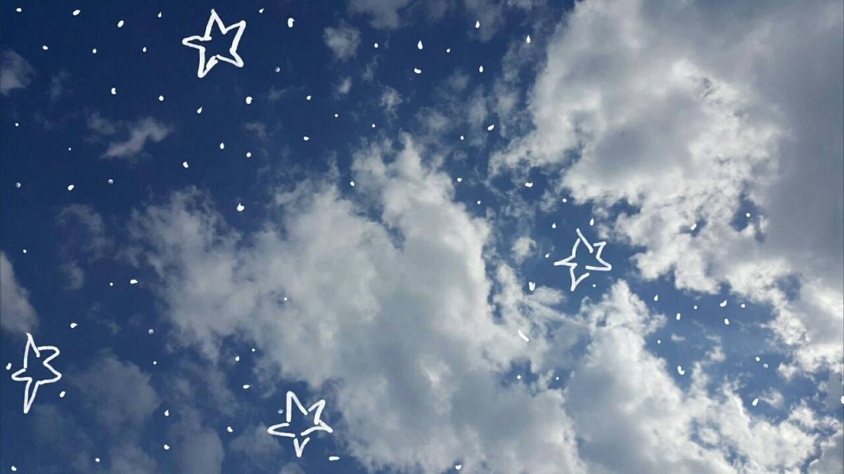 indie aesthetic, laptop, blue sky, SD Desktop Wallpaper