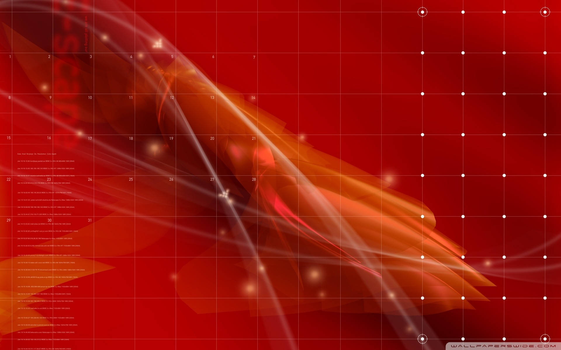 red abstract screen, glowing orange streaks, grid overlay, Full HD Desktop Wallpaper