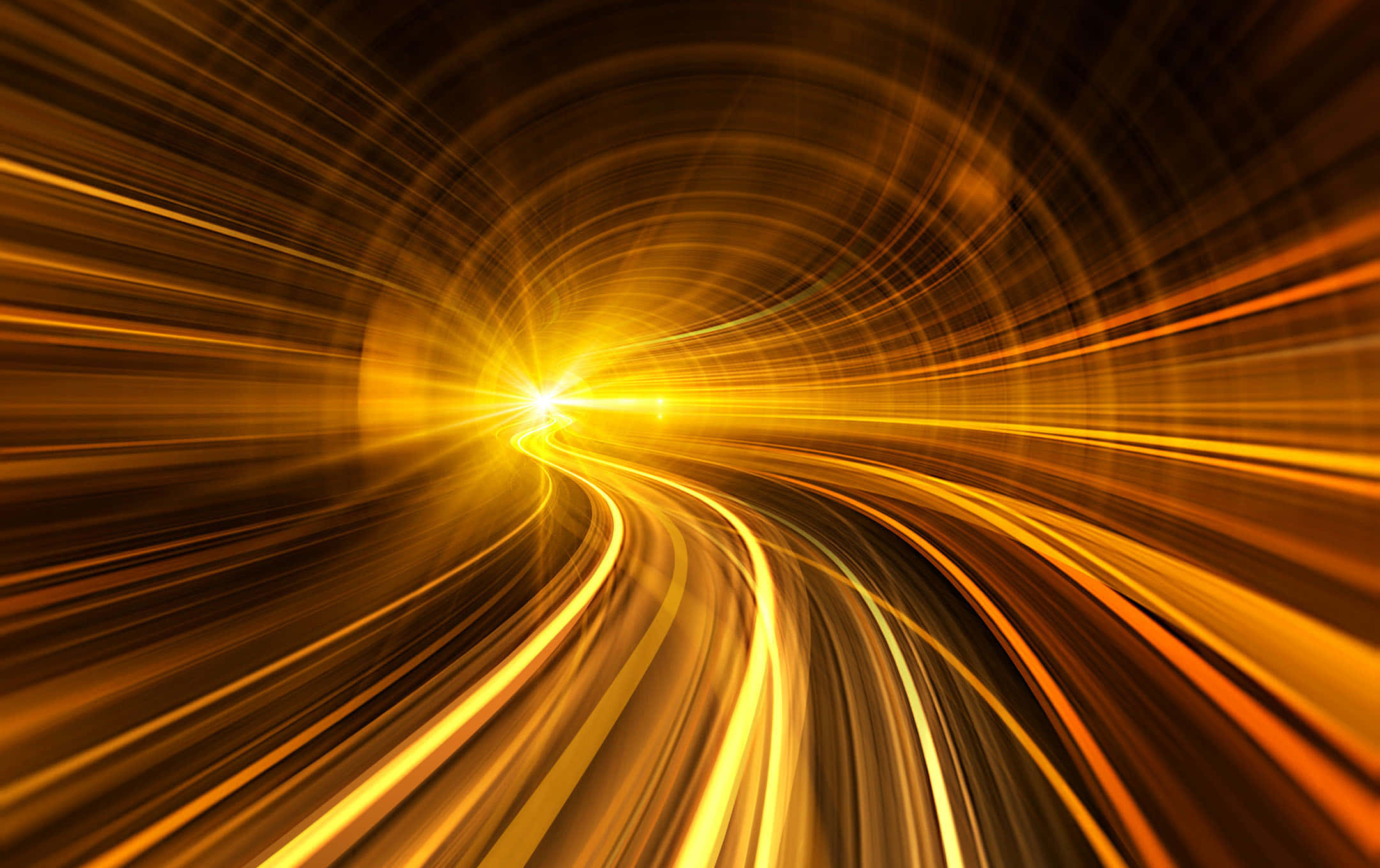 yellow light tunnel, golden light, blur of motion, Full HD Desktop Wallpaper