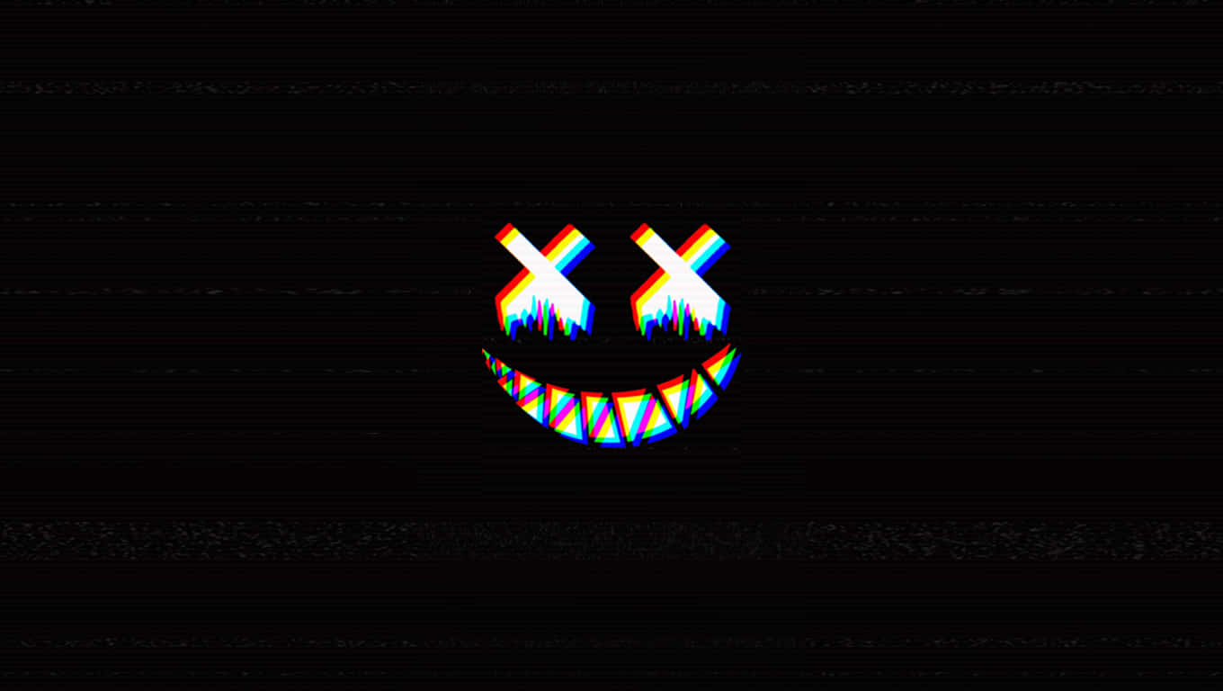 laptop lock screen, glitching rainbow smiley face, X eyes, HD Desktop Wallpaper