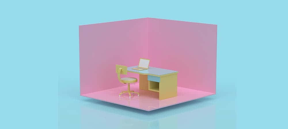 pastel pink, blue cube room, yellow desk, SD Desktop Wallpaper