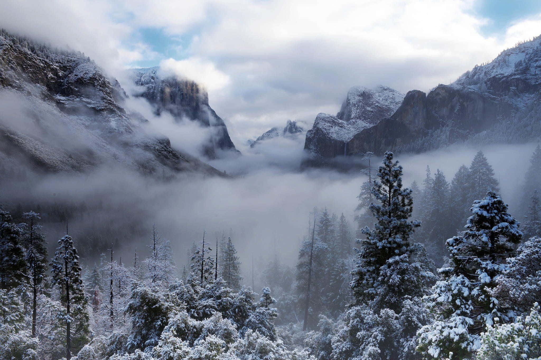 Laptop Winter, snow, towering mountains, Full HD Desktop Wallpaper