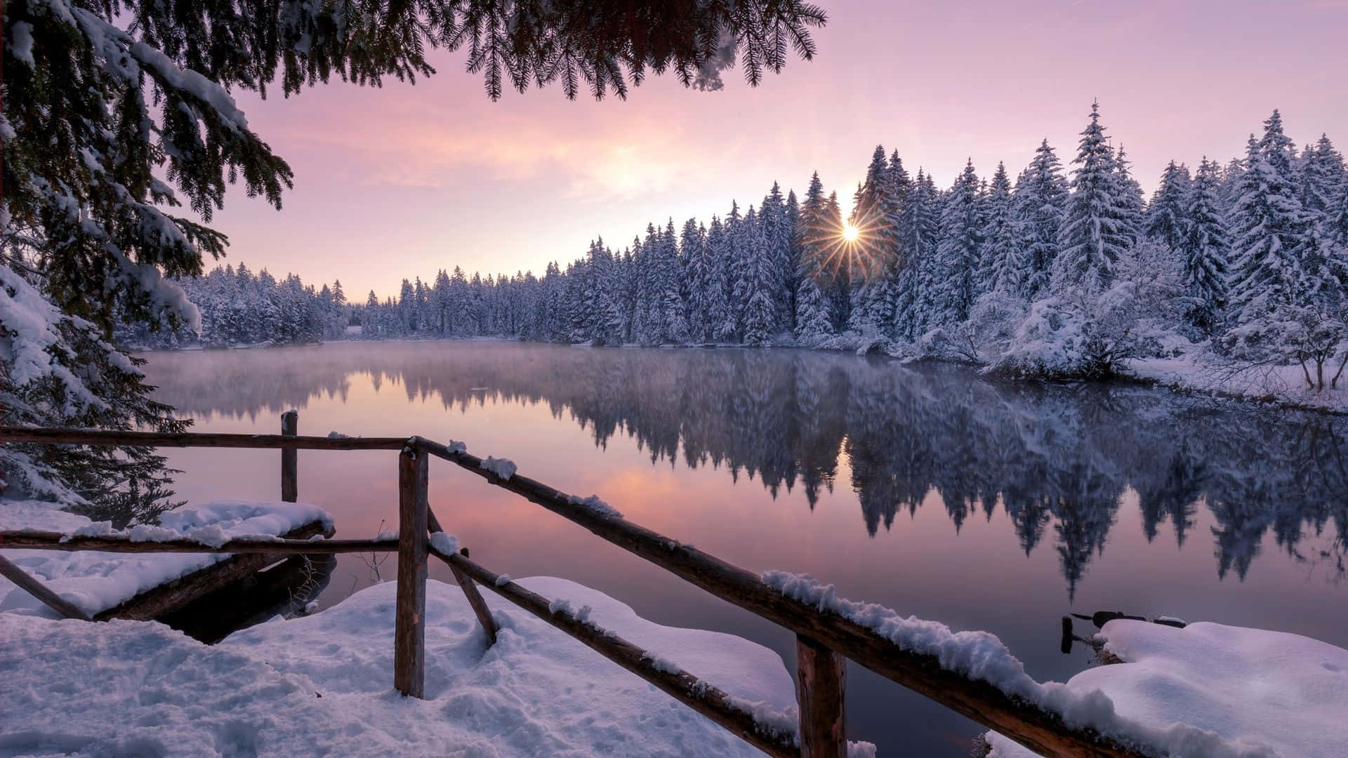 Laptop Winter, snow, winter lake, Full HD Desktop Wallpaper