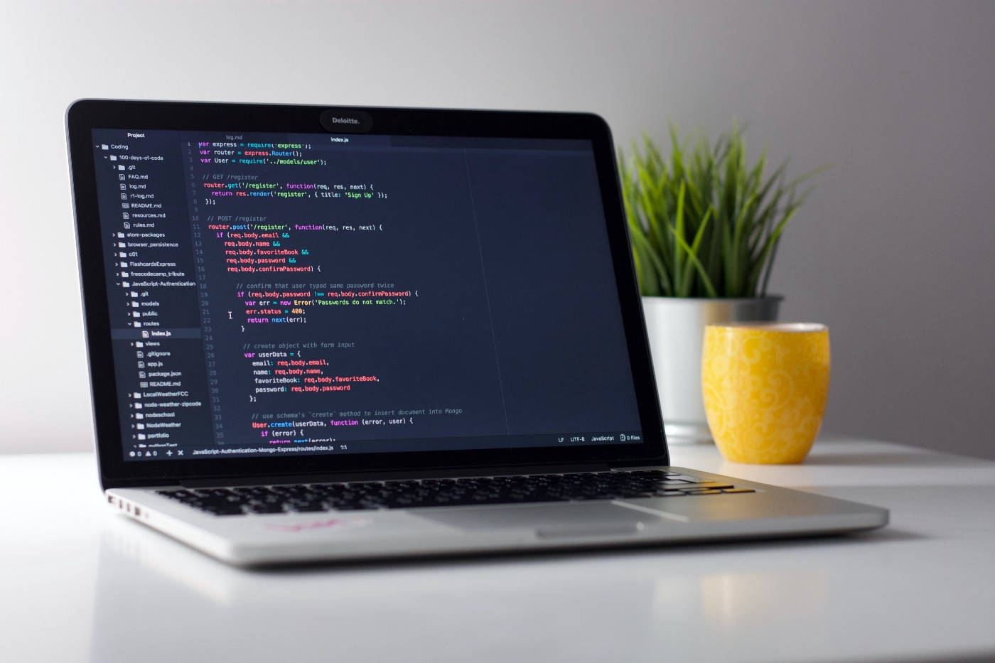 minimalist, laptop, code, HD Desktop Wallpaper