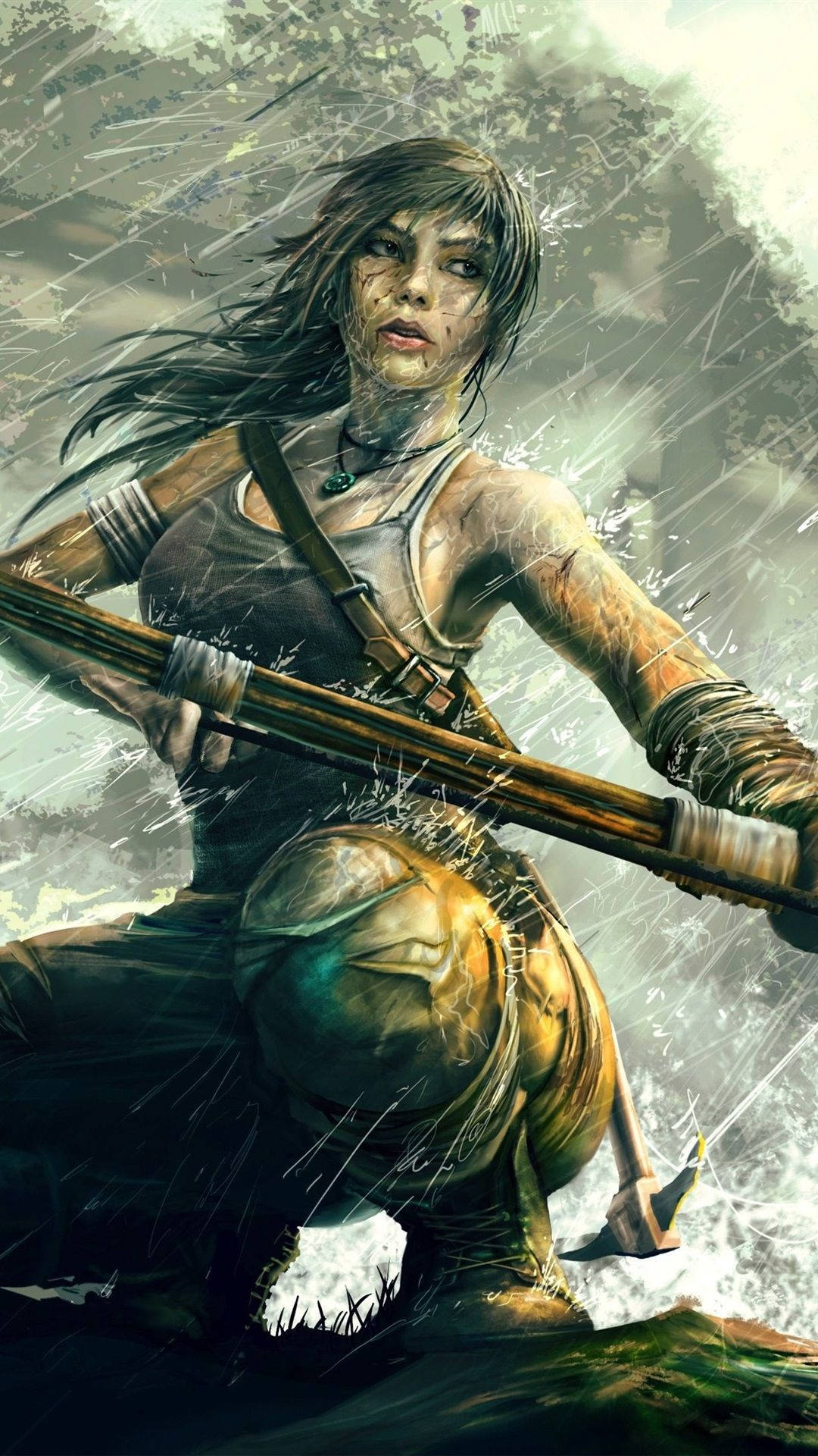 Lara Croft, iPhone, bow and arrow, Full HD Phone Wallpaper