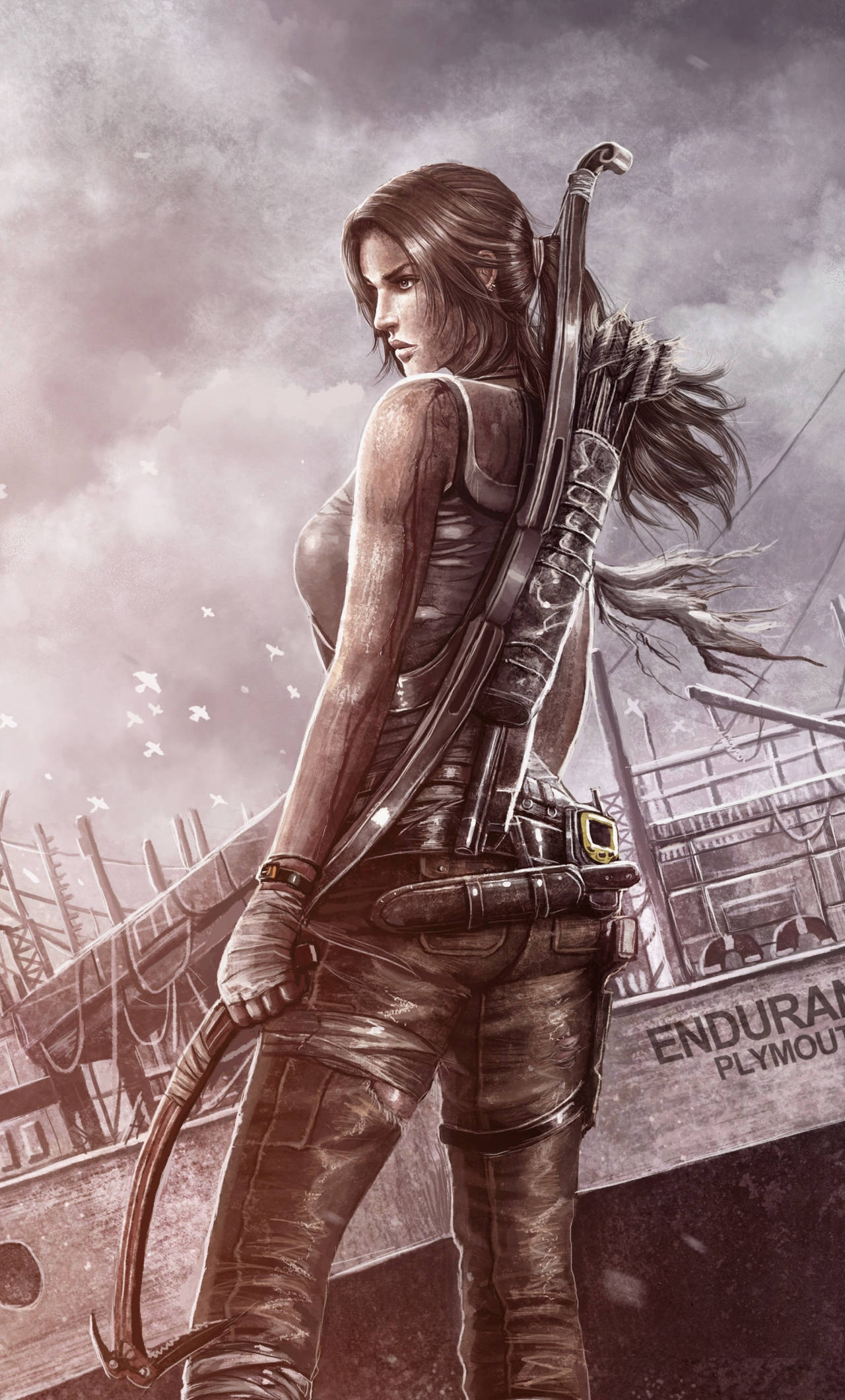 Lara Croft, iPhone, shipwrecked vessel, Full HD Phone Wallpaper