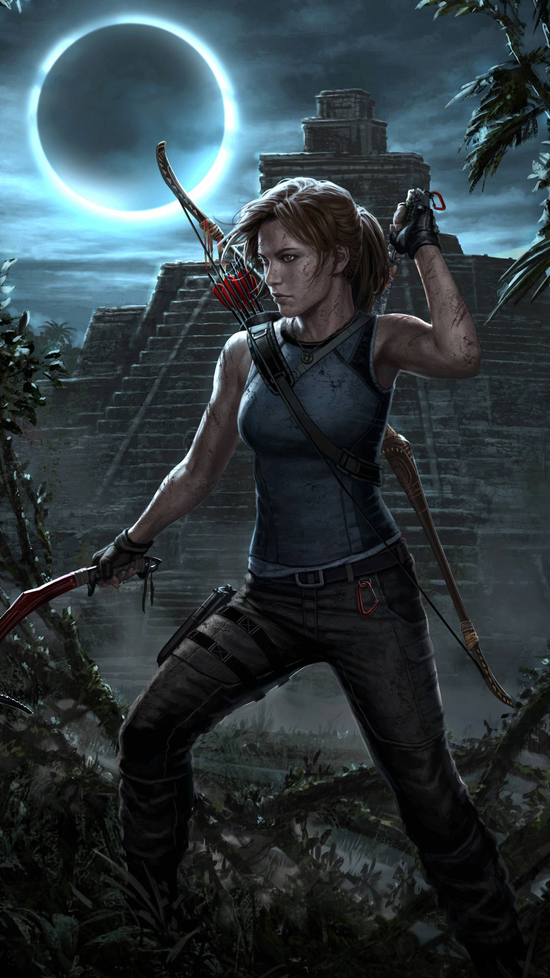 Lara Croft, iPhone, ancient temple, Full HD Phone Wallpaper