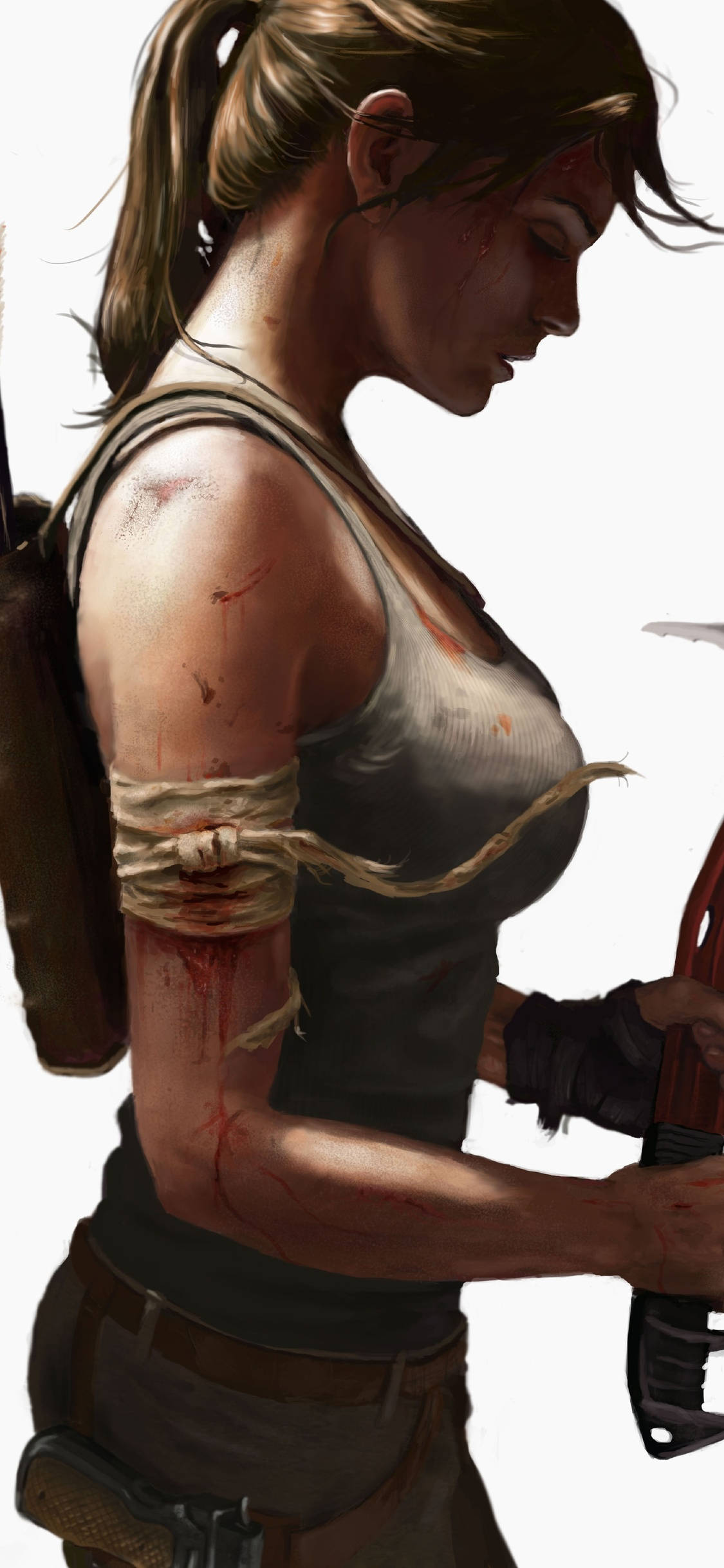 Lara Croft, iPhone, battle-worn adventurer, Full HD Phone Wallpaper