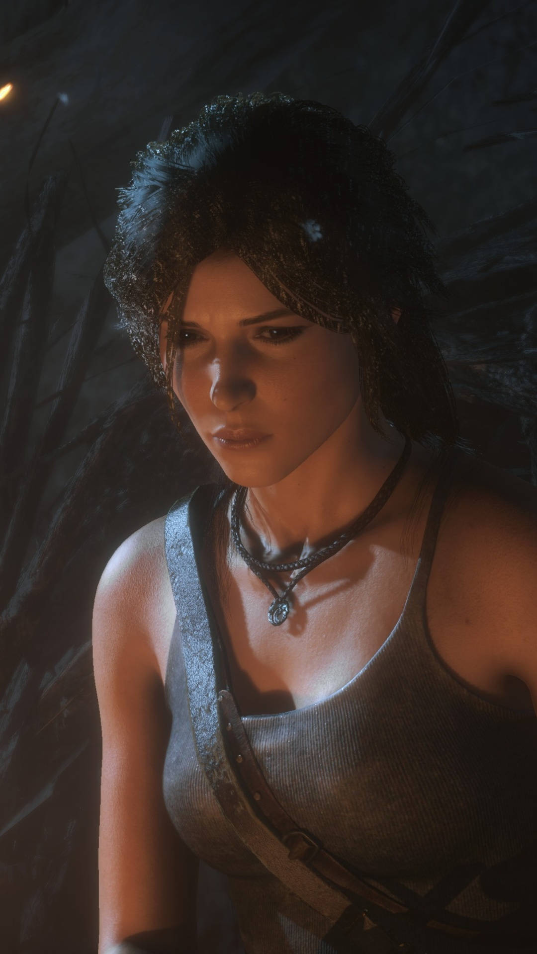 Lara Croft, iPhone, curly dark hair, Full HD Phone Wallpaper