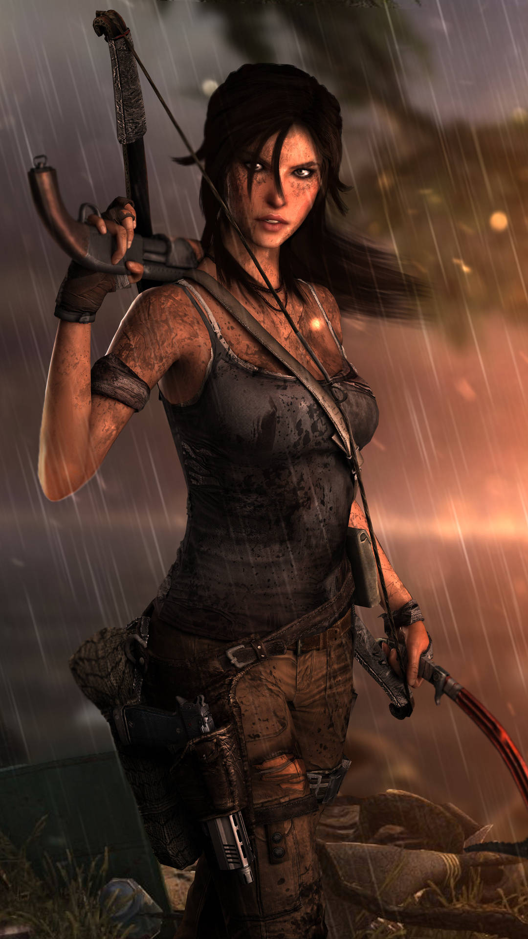 Lara Croft, iPhone, bow, Full HD Phone Wallpaper