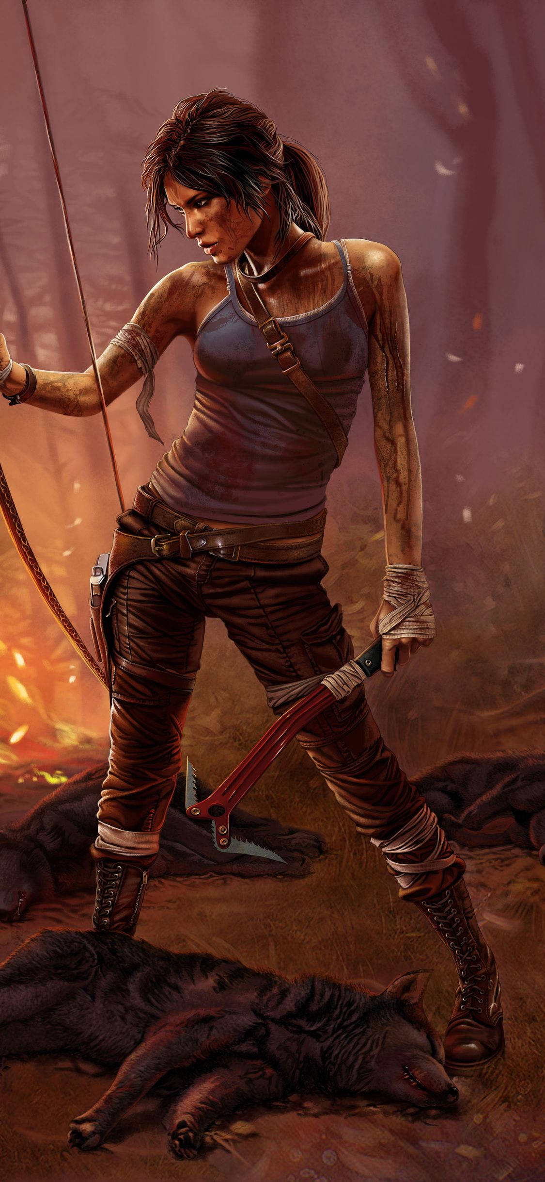 Lara Croft, iPhone, jungle clearing, Full HD Phone Wallpaper