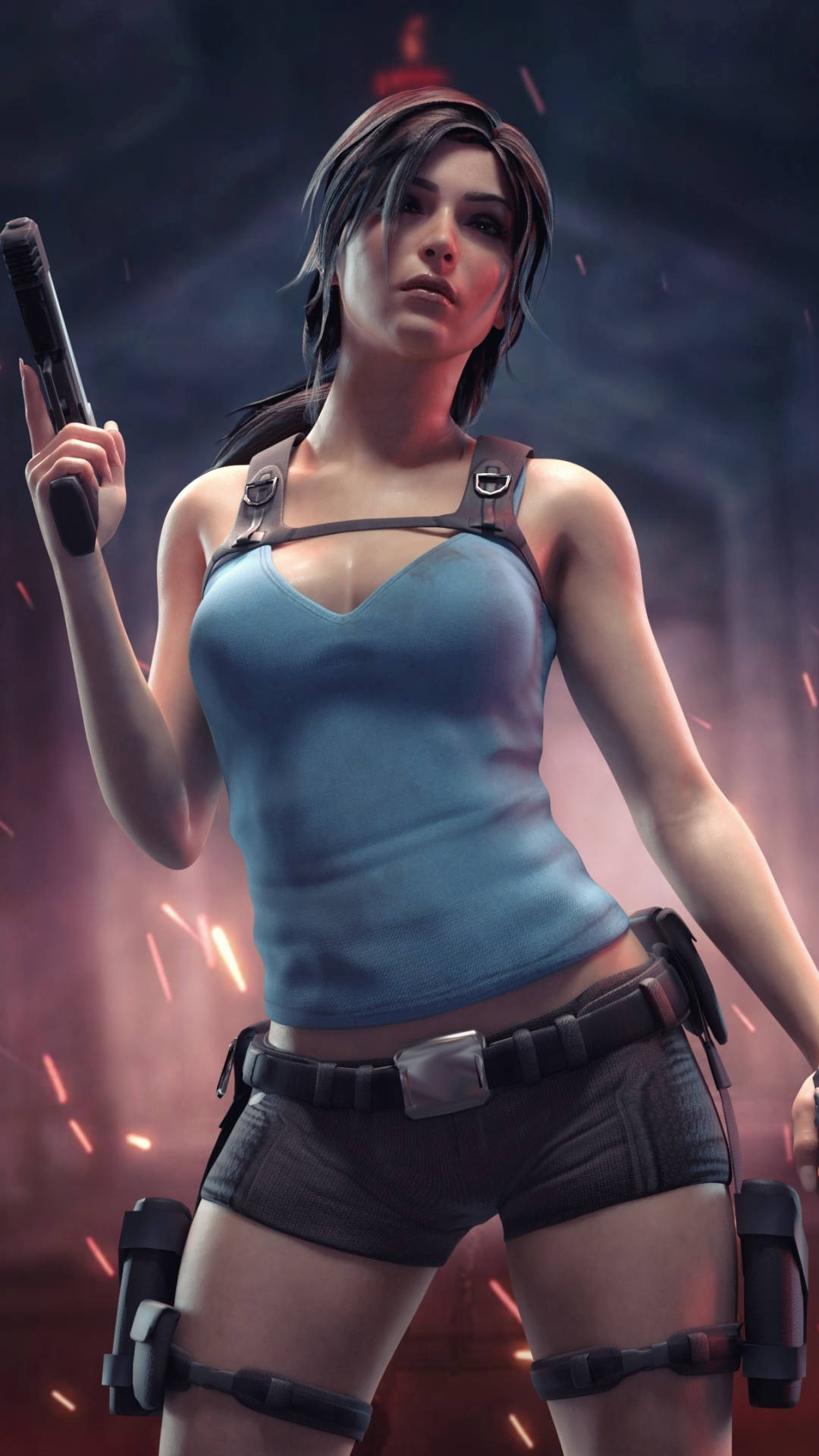 Lara Croft, iPhone, blue tank top, Full HD Phone Wallpaper