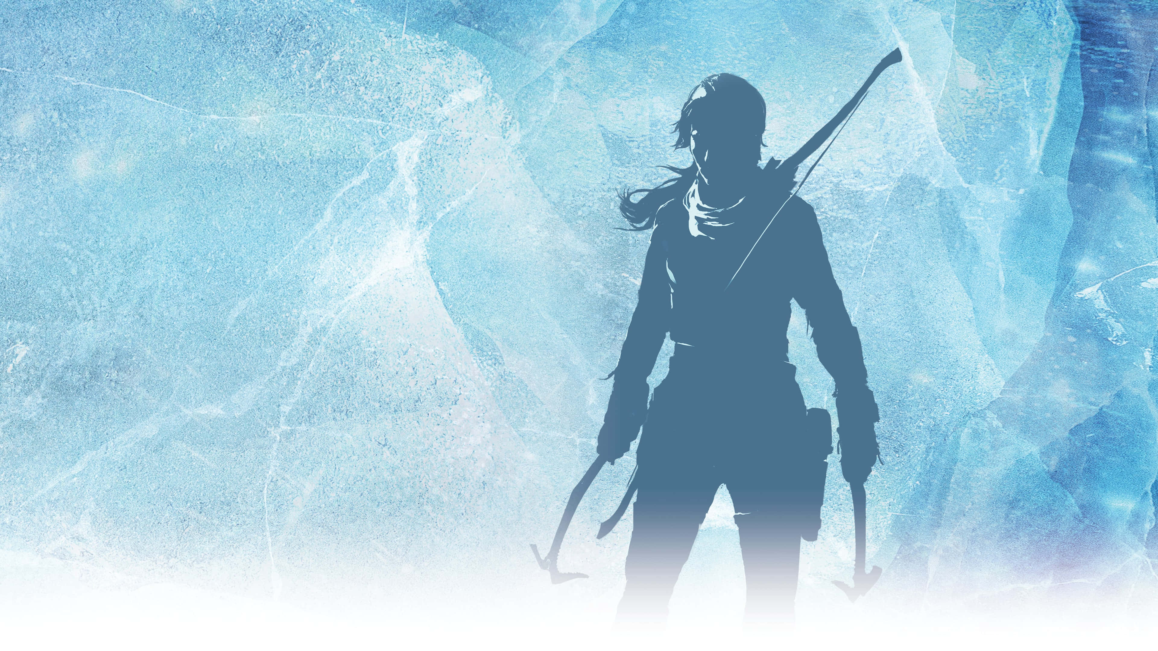 Lara Croft, ice cave, silhouette, 4K Desktop Wallpaper