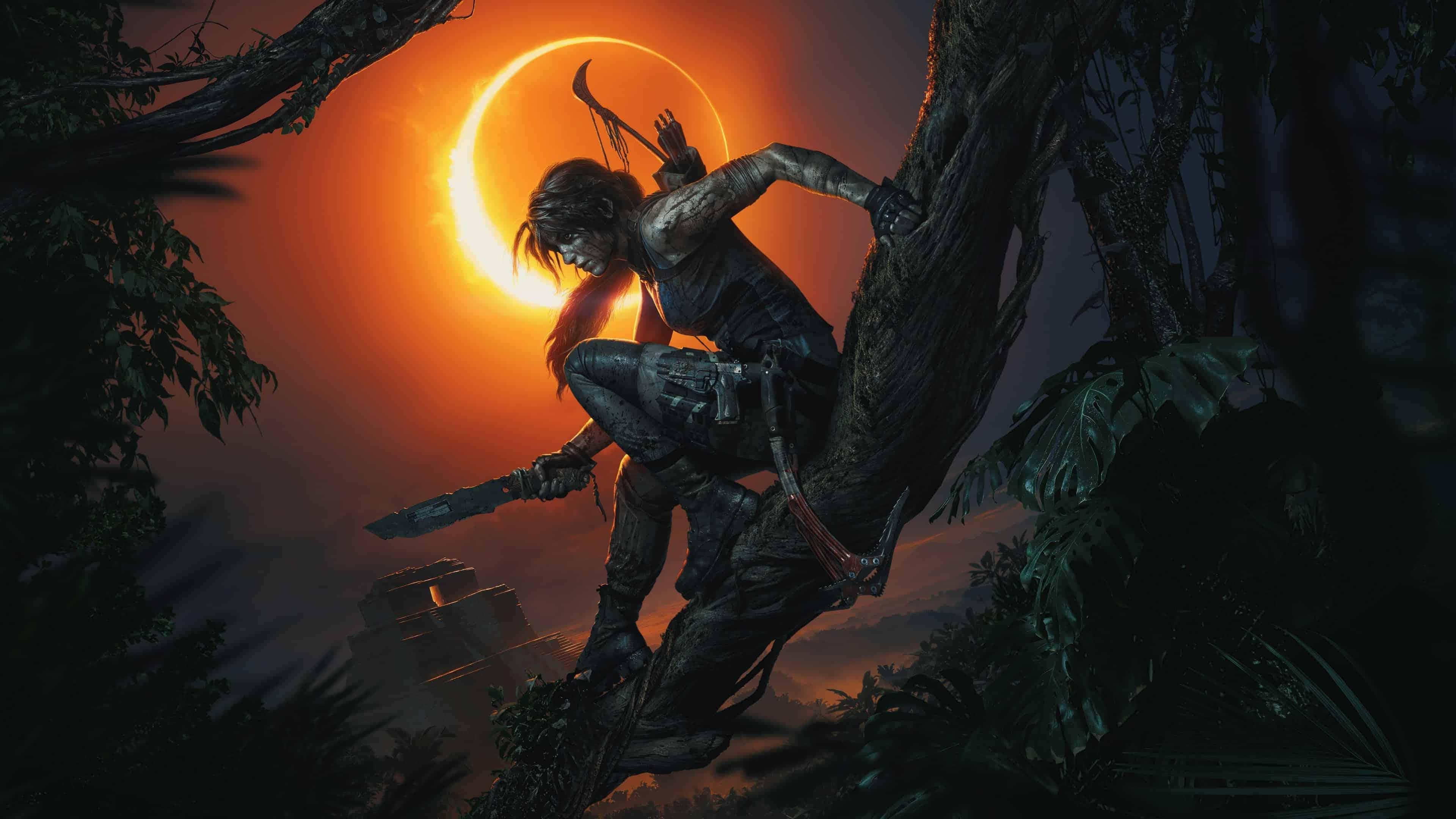 Lara Croft, eclipse, jungle, 4K Desktop Wallpaper