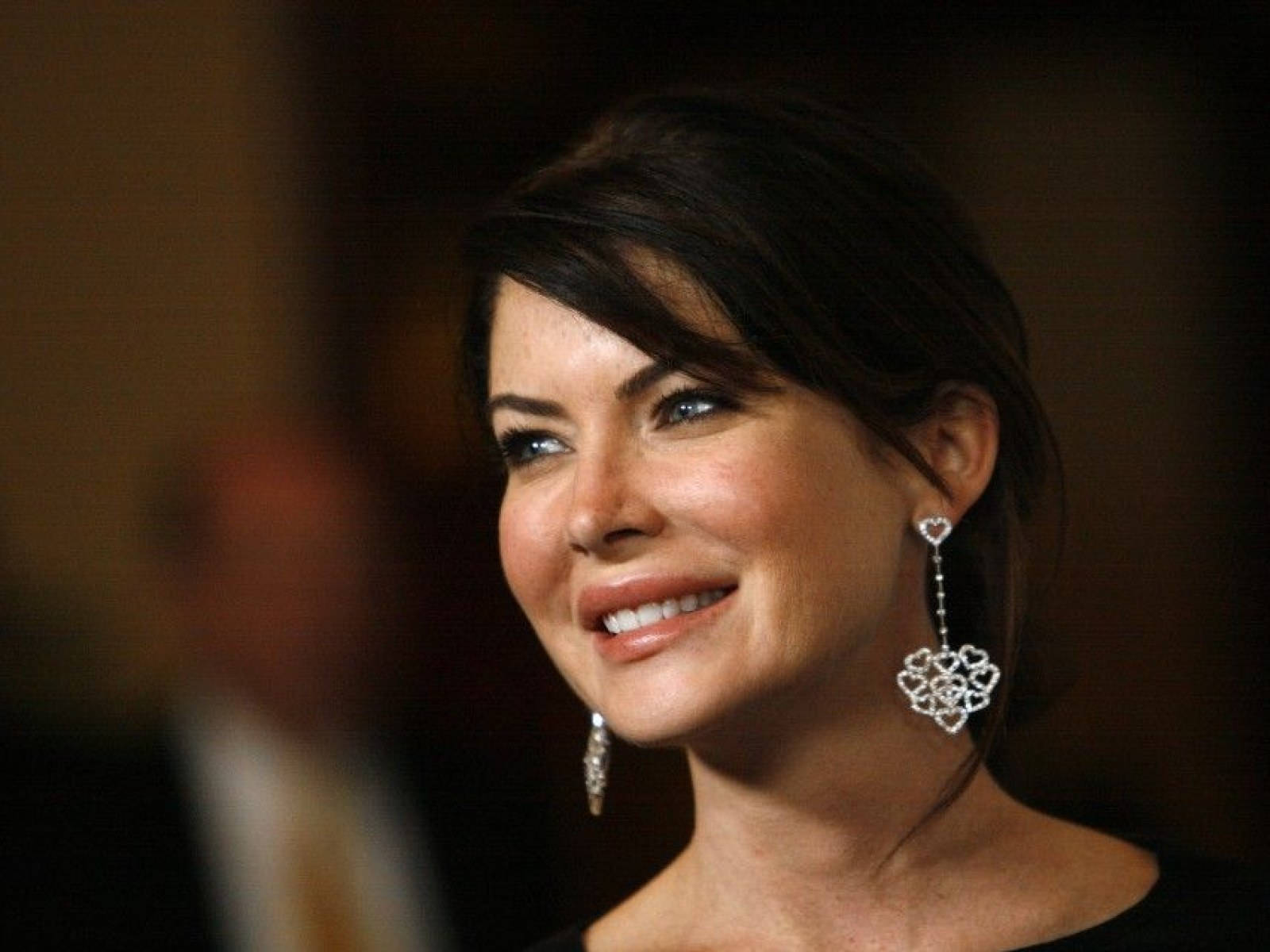 Lara Flynn Boyle, classic updo, dark hair, HD Desktop Wallpaper