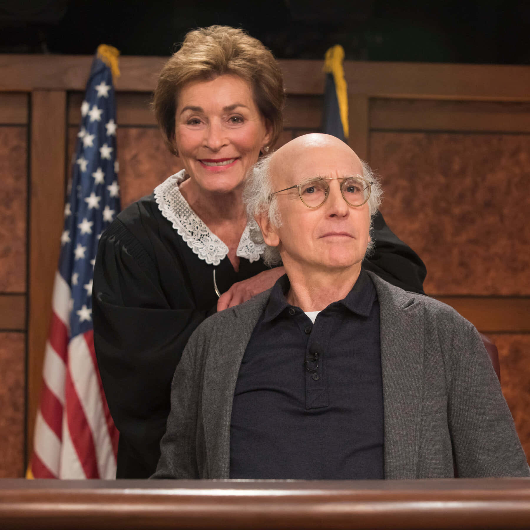 Larry David, courtroom, American flags, HD Desktop Wallpaper