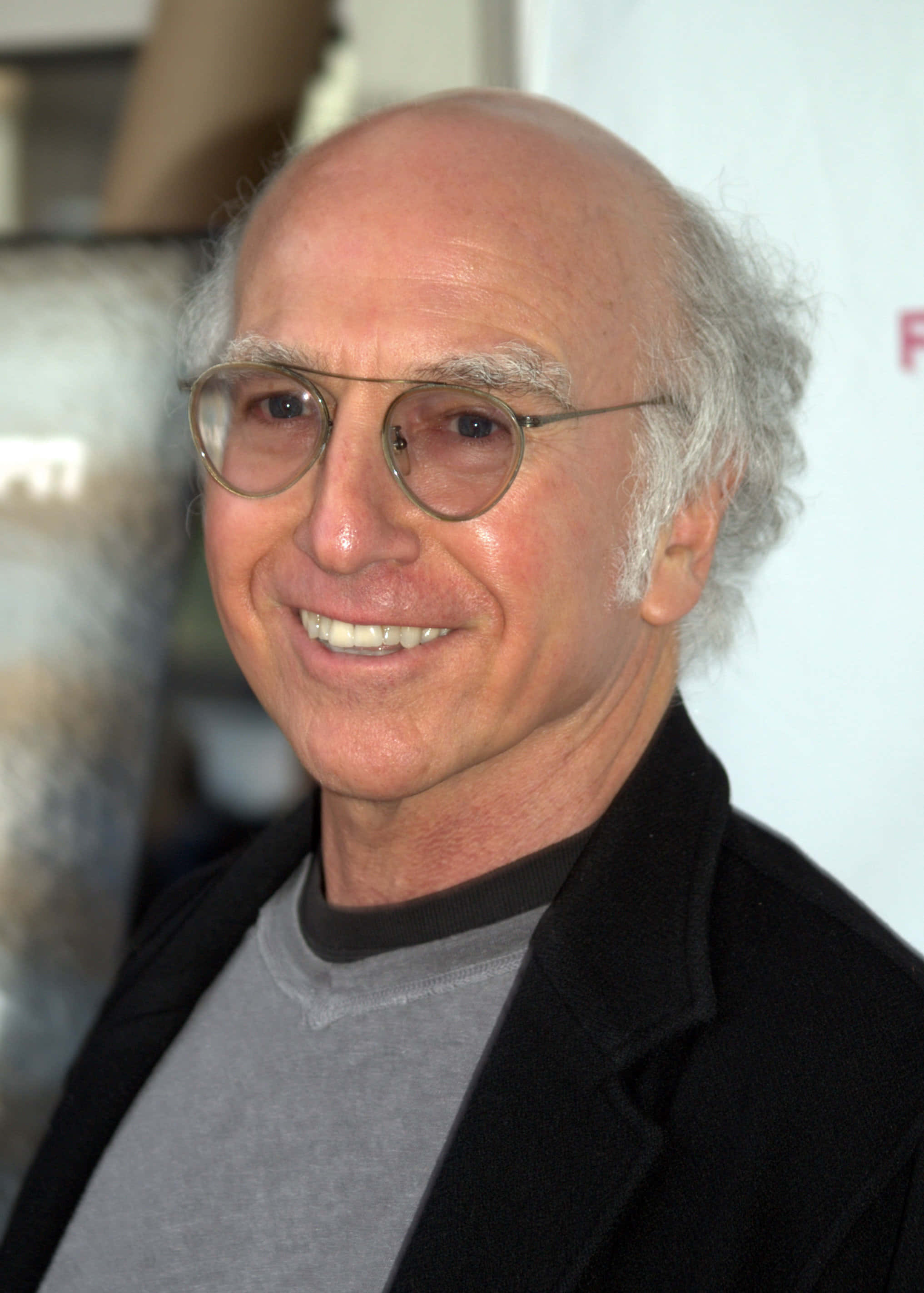 Larry David, bald man, round glasses, 2K Phone Wallpaper
