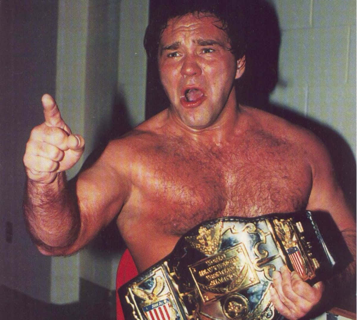 Larry Zbyszko, championship belt, dimly lit room, SD Desktop Wallpaper