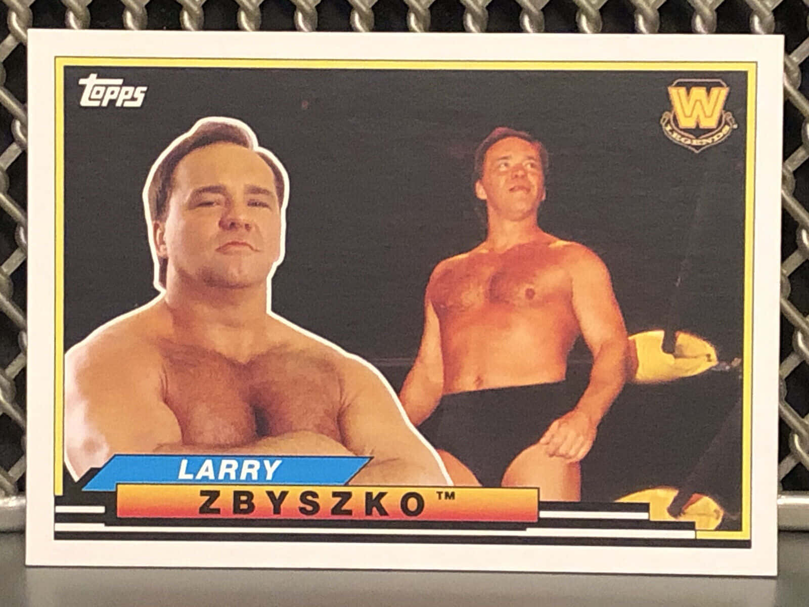 Larry Zbyszko, vintage Topps wrestling card, yellow border, HD Desktop Wallpaper
