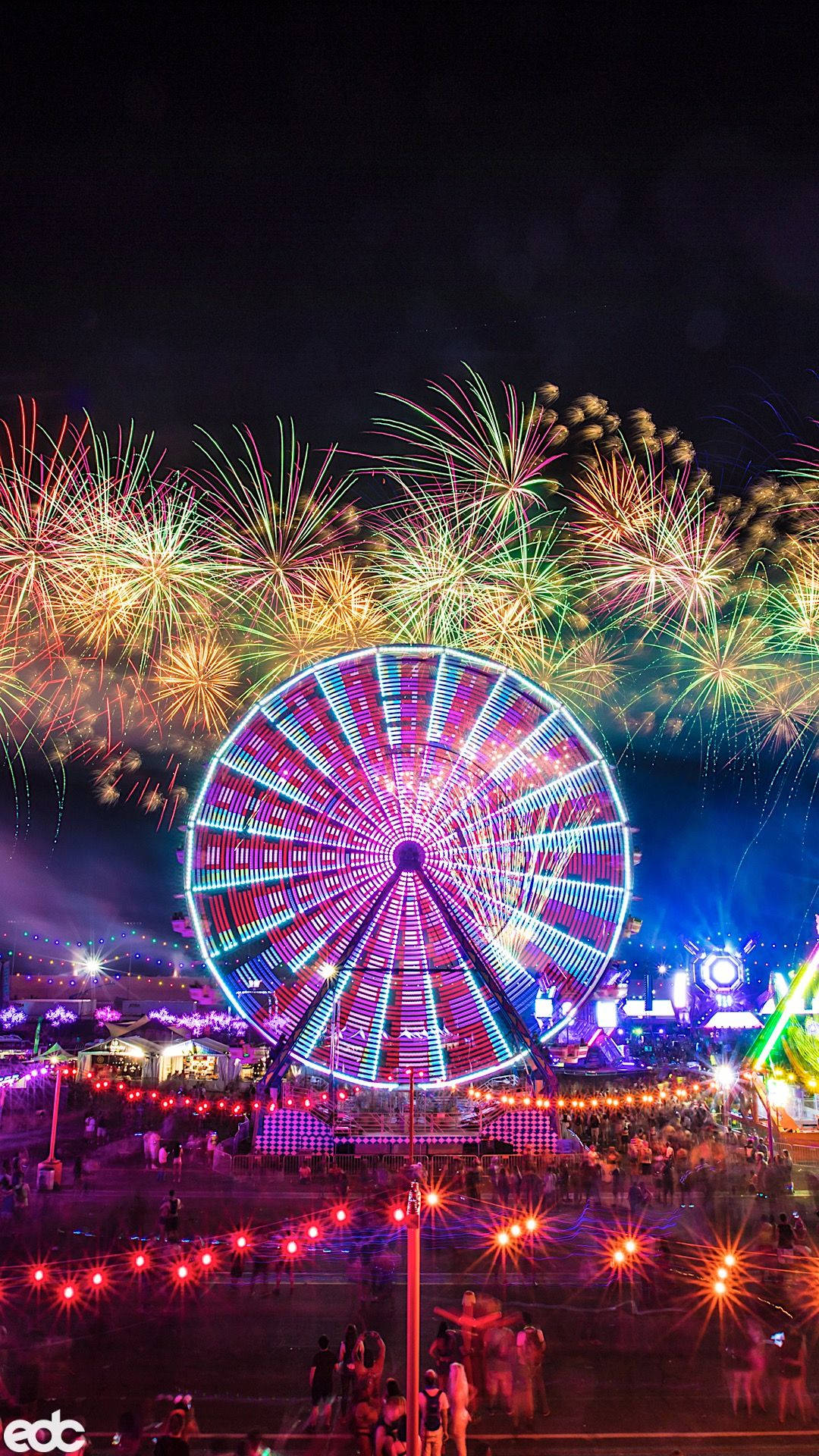 Las Vegas, Ferris wheel, nighttime festival, Full HD Phone Wallpaper