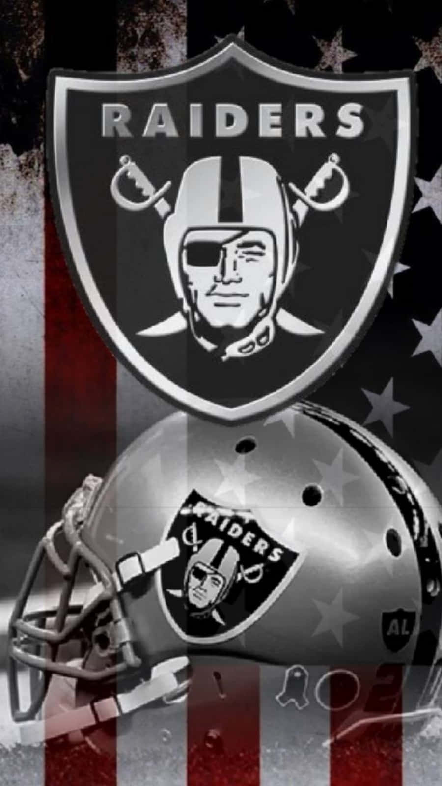 Raiders logo, silver football helmet, distressed American flag, HD Phone Wallpaper