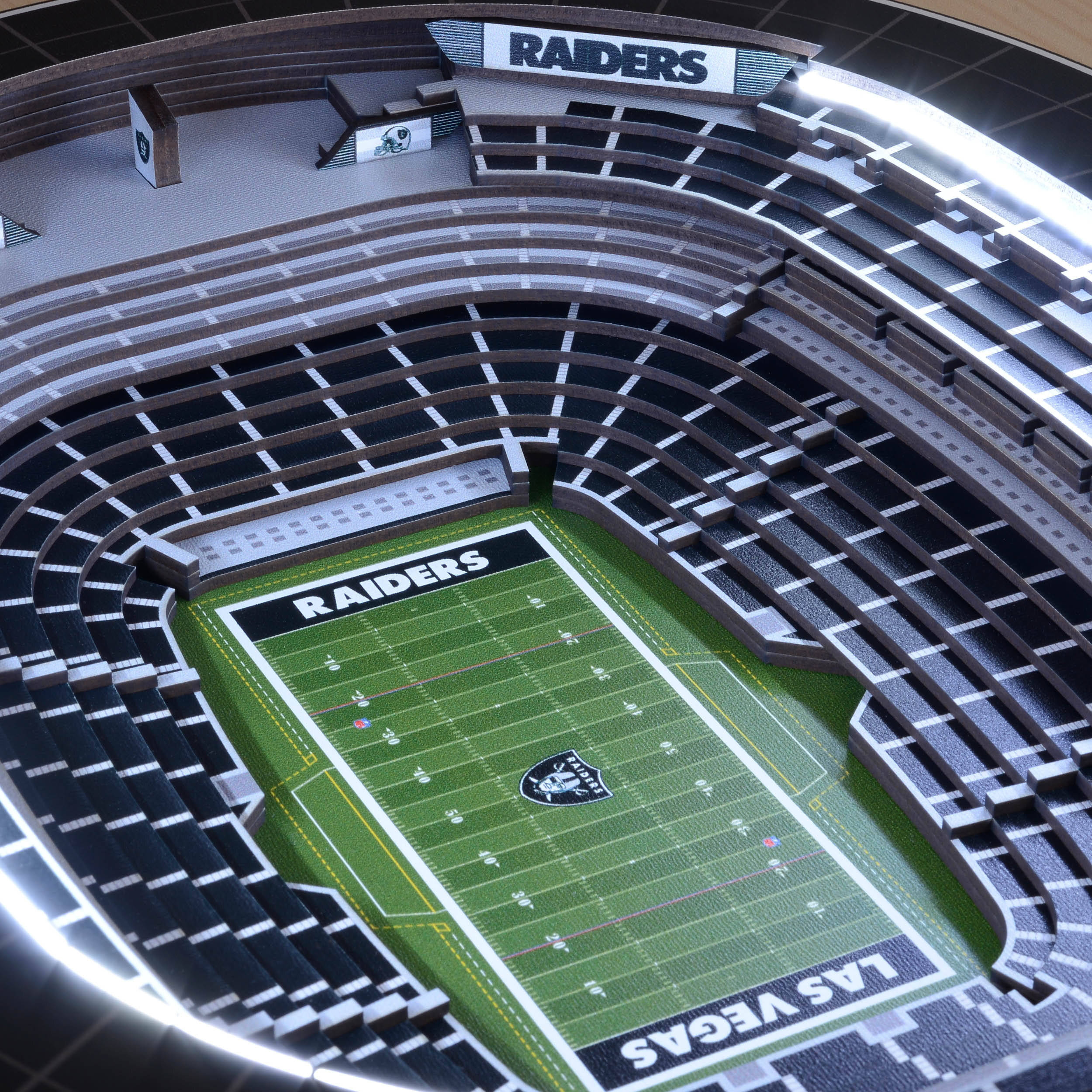 Las Vegas Raiders, miniature stadium, glowing lights, Full HD Desktop Wallpaper
