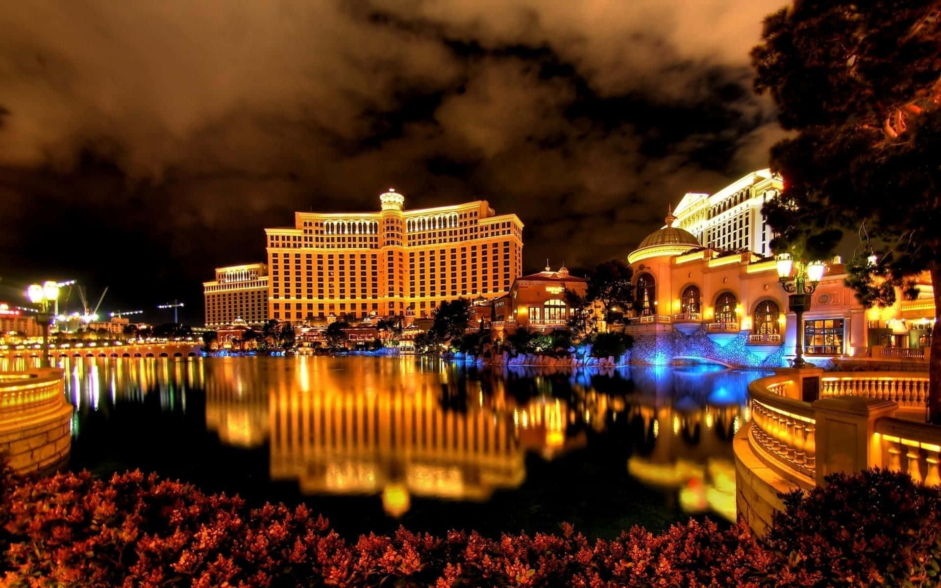 Las Vegas Skyline, night, hotel complex, Full HD Desktop Wallpaper