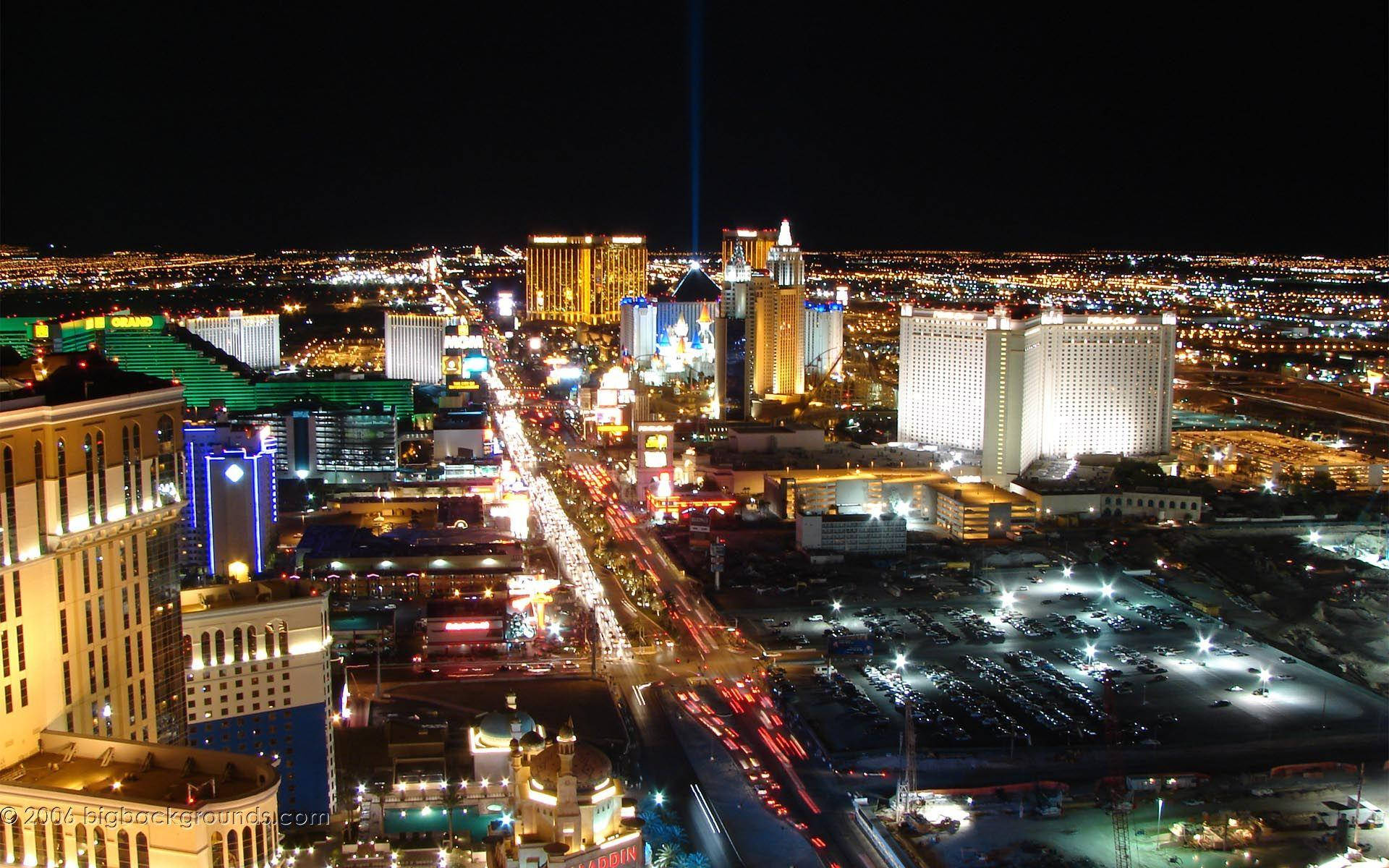 Las Vegas Strip, night, glowing hotels, Full HD Desktop Wallpaper