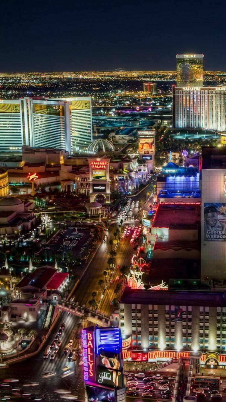 Las Vegas Strip, neon lights, towering hotels, HD Phone Wallpaper