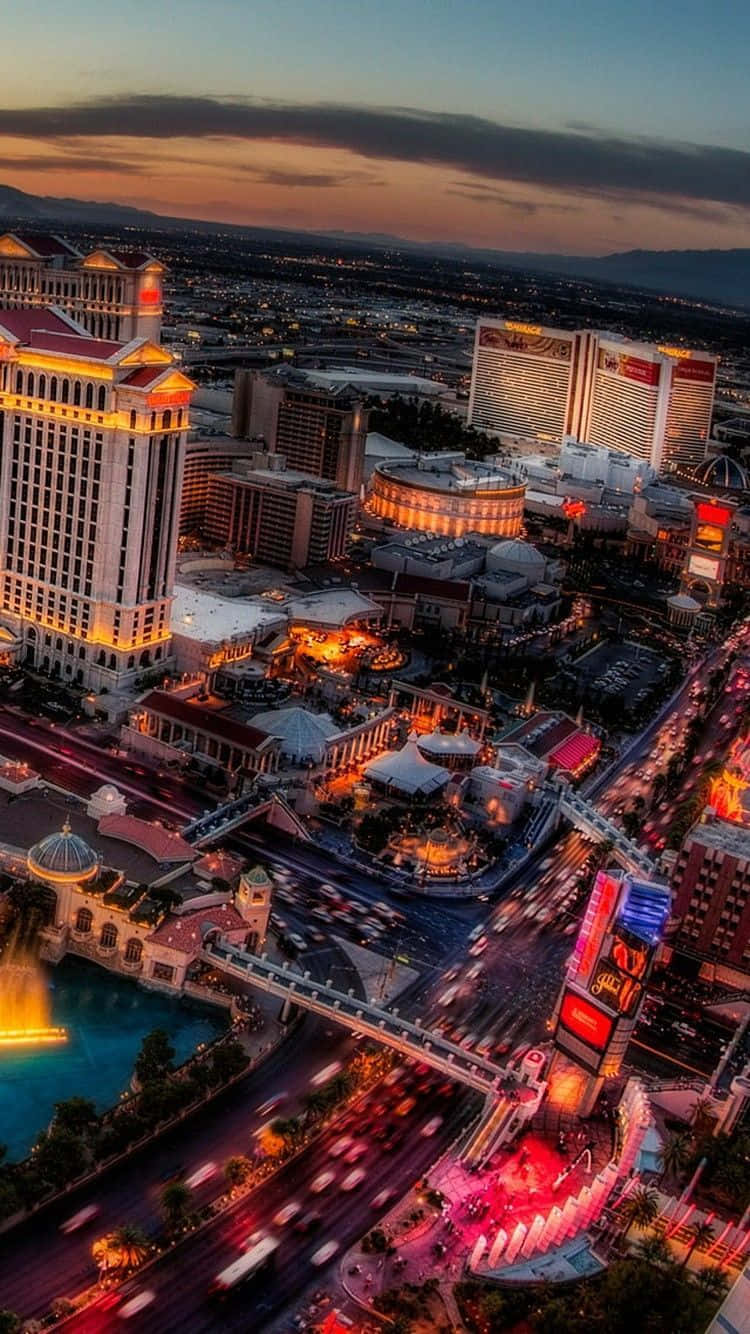 Las Vegas, dusk, glowing casinos, HD Phone Wallpaper
