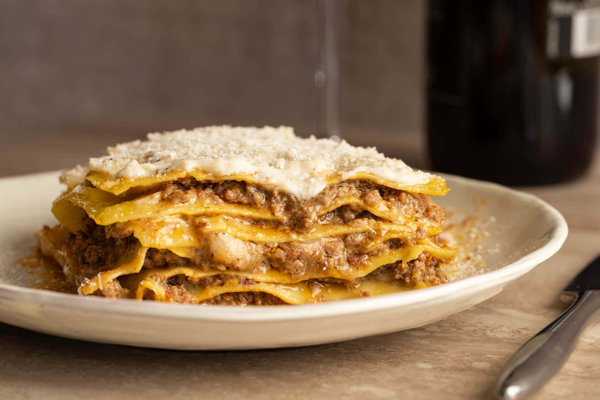 Lasagna Alla Bolognese, Parmesan Cheese, meat sauce, Full HD Desktop Wallpaper