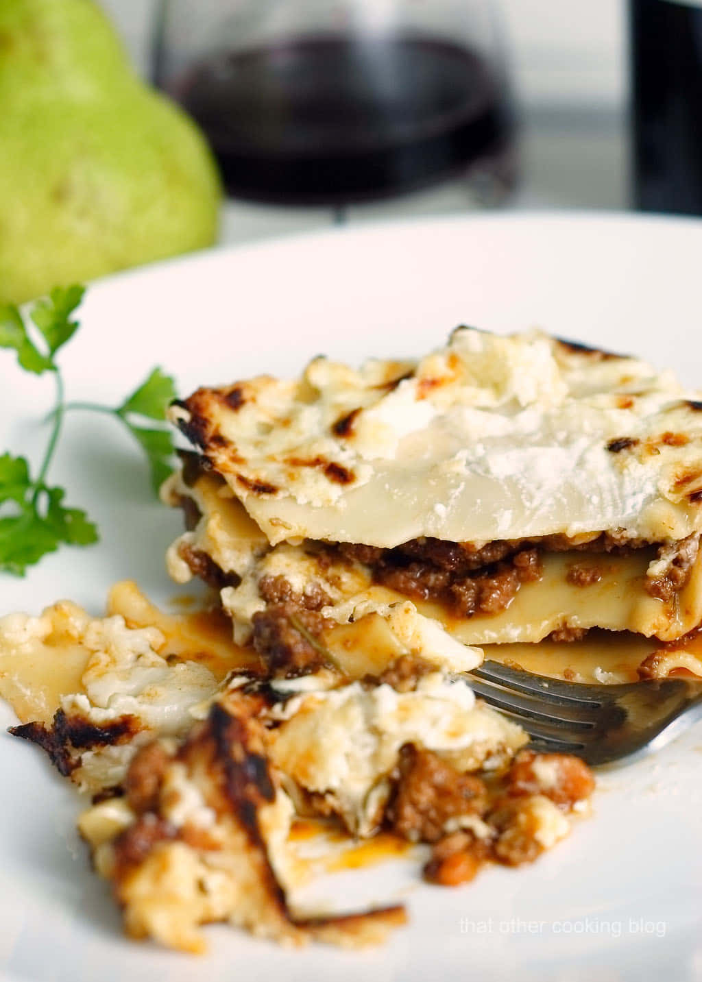 Two Layer Lasagna Alla Bolognese, cheesy lasagna, fork, HD Phone Wallpaper