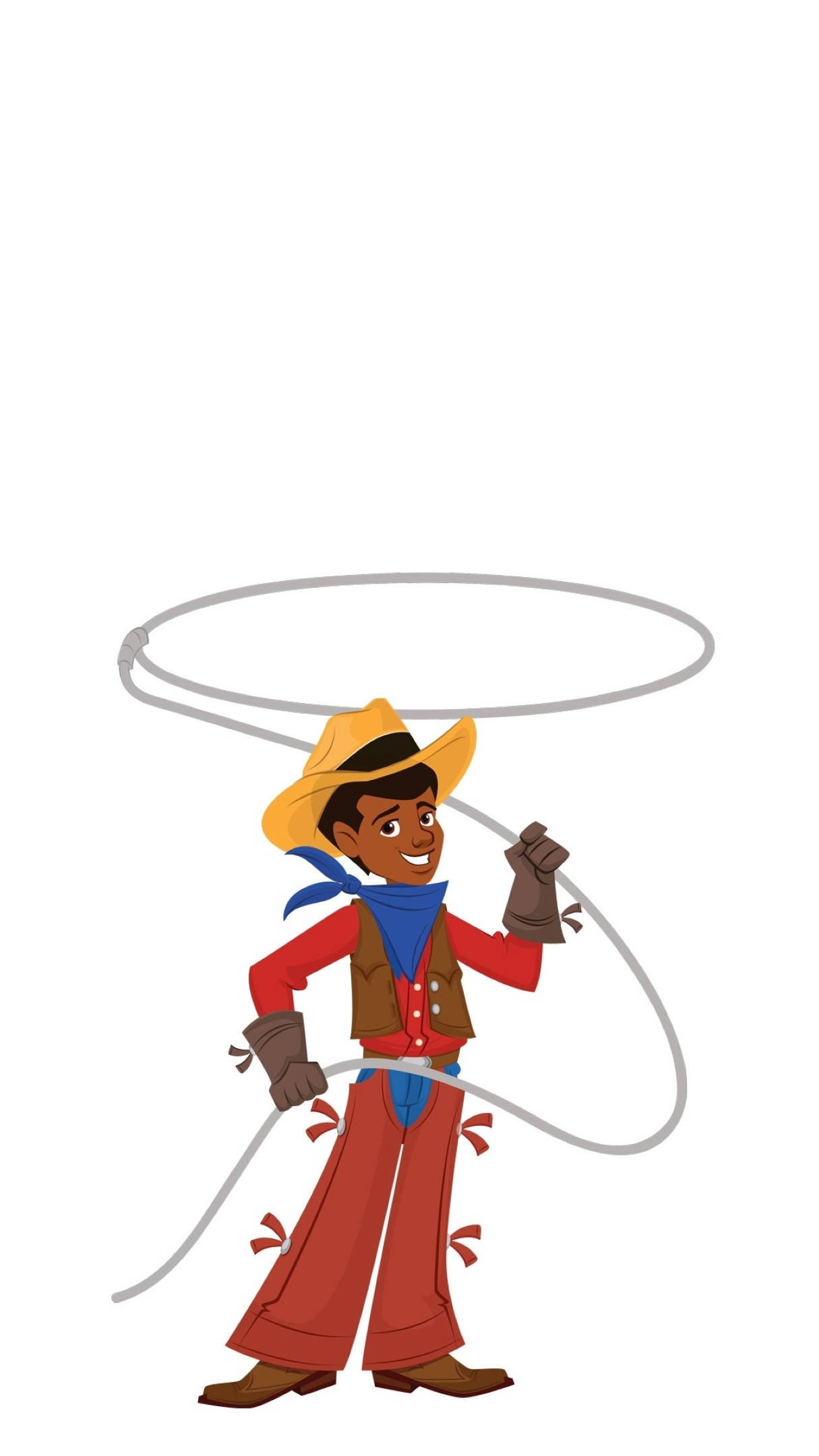 cartoon cowboy, red outfit, yellow hat, Full HD Phone Wallpaper