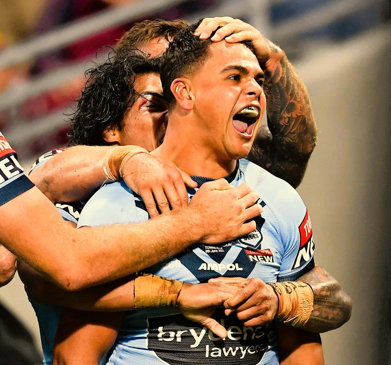 Latrell Mitchell, blue jerseys, night game, HD Desktop Wallpaper