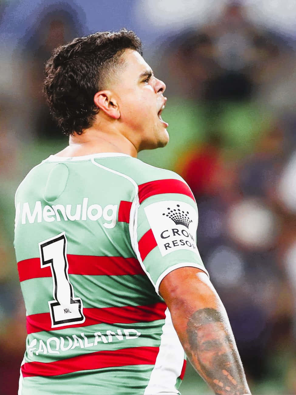 Latrell Mitchell, green and red striped jersey, number one, HD Phone Wallpaper