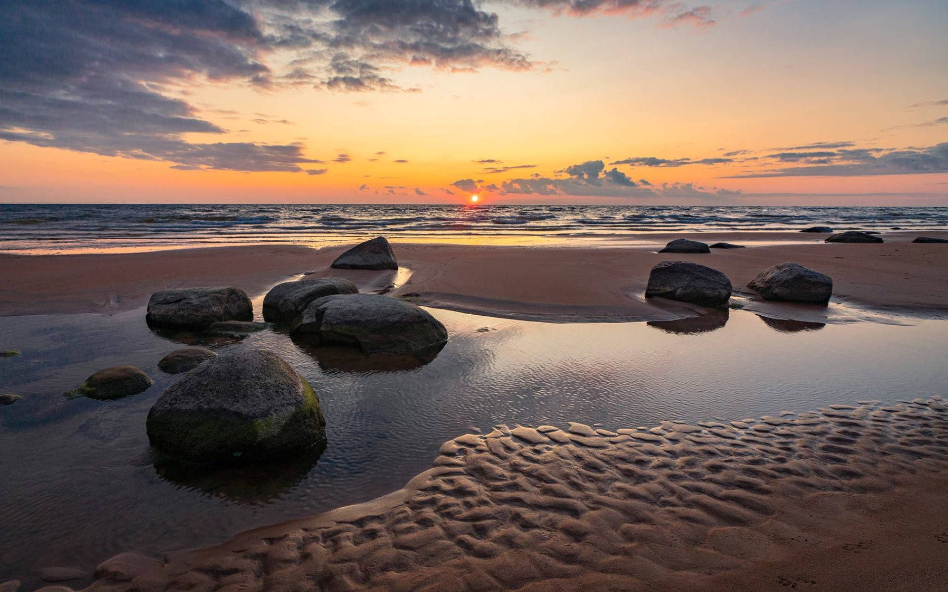 sunset, Latvia, warm hues, Full HD Desktop Wallpaper