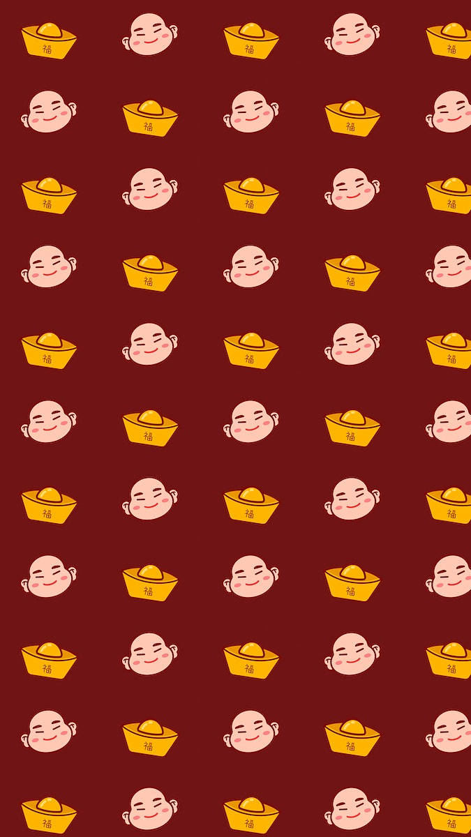Laughing Buddha, fortune cookie, golden ingots, SD Phone Wallpaper