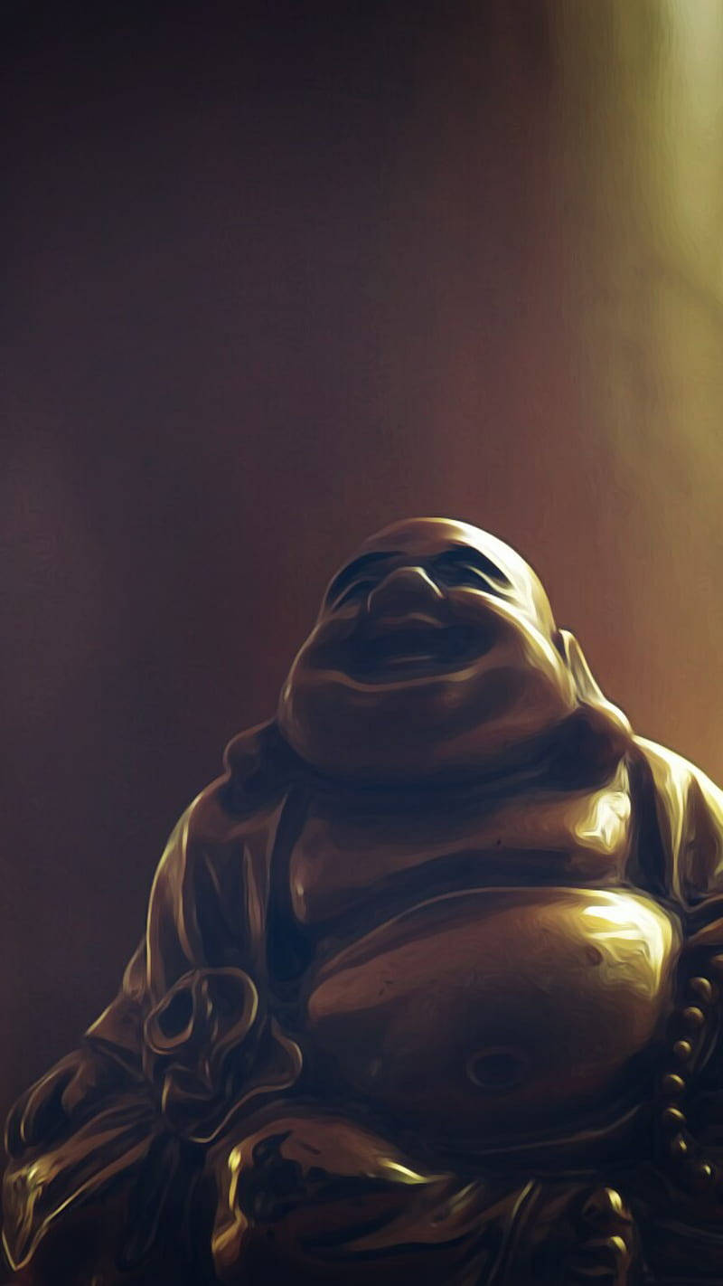 Laughing Buddha, golden, warm light, HD Phone Wallpaper