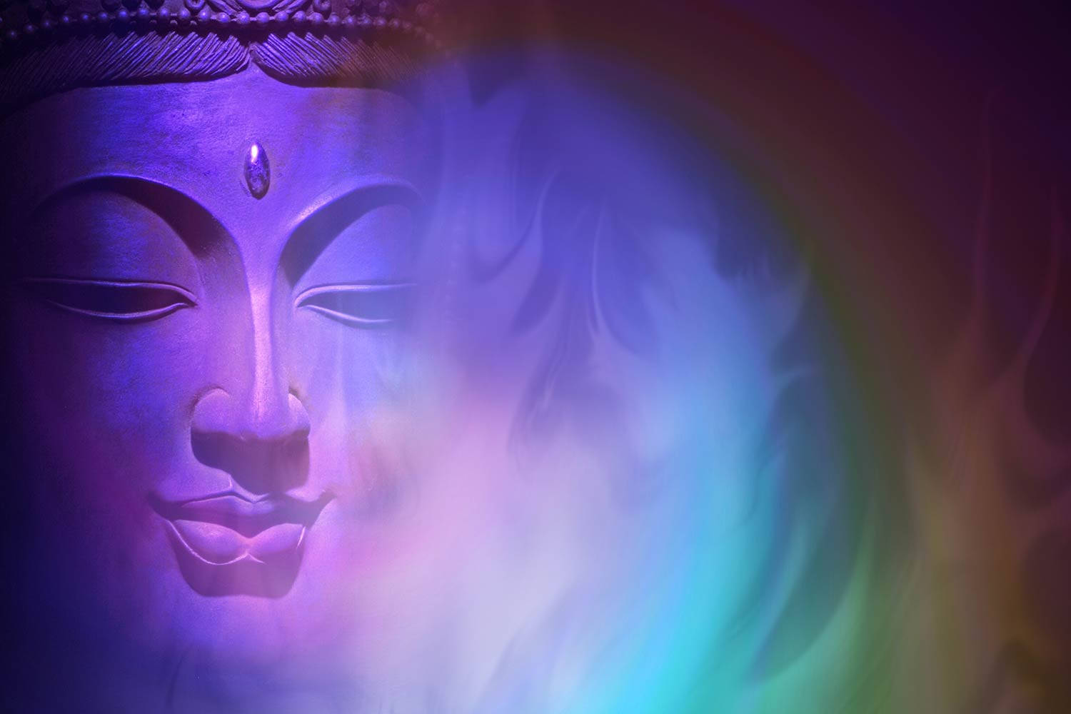 Buddha, ethereal purple, rainbow light, HD Desktop Wallpaper